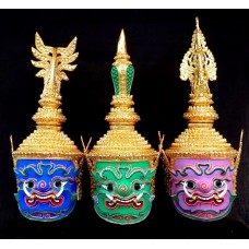 Giant Mask Khon Exclusive Thai Handmade Ramayana Collectible Home Decor Set 3    332045288791